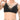 Black satin sissy bra with scalloped lace trim and adjustable spaghetti straps side view on model.