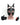 Black leather puppy hood mask with removable red and black muzzle accessory detail shot.