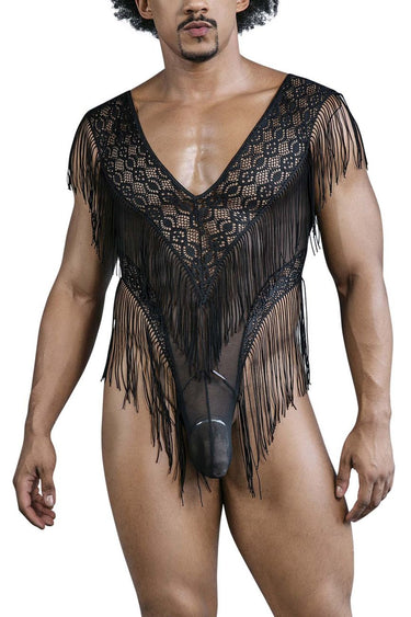 Men's Fringe Lace Mesh Bodysuit