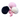 Pink silicone anal plug set with black white and pink fluffy bunny tail on white background.