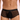 Black mesh fishnet men's briefs front view on male model.