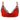 Red satin sissy bra with scalloped black lace trim front view.