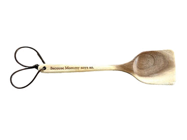 Engraved Wooden Spanking Spatula with Leather Wrist Strap — Impact Play