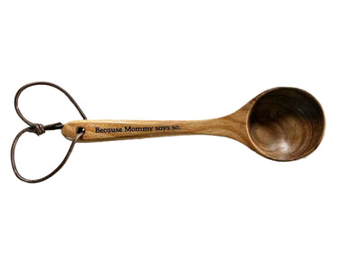 Engraved Wooden Spanking Ladle with Leather Wrist Strap — Impact Play