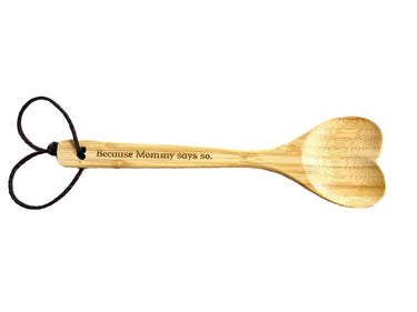 Engraved Bamboo Heart-Shaped Spoon with Leather Wrist Strap — Impact Play
