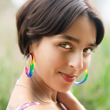 Rainbow Tie-Dye Lucite Hoops