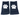 Black padded knee pads with white paw print design pair front view on white background.