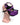 Purple and black leather puppy hood mask with ears side view on mannequin.