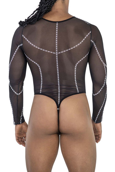Men's Geometric Seam Mesh Bodysuit