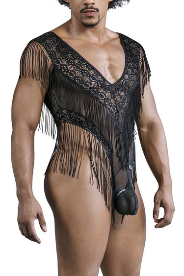 Men's Fringe Lace Mesh Bodysuit