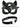 Black faux leather cat mask with silver studs and matching O-ring collar set