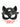 Black faux leather cat mask with pointed ears and silver stud accents front view with measurements. 