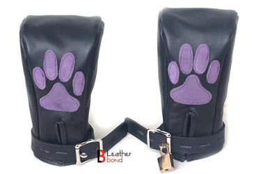 Lockable Restraint Bondage Paw Gloves | Black, Red & Purple &mdash; Pet Play Gear (view 4)