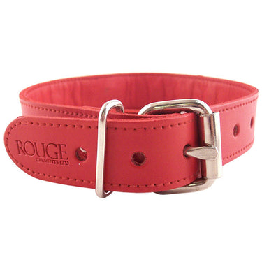 Red Studded O-Ring Leather Collar &mdash; Pet Play Gear (view 2)