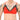 Red satin sissy bra with scalloped black lace trim and adjustable spaghetti straps on model.