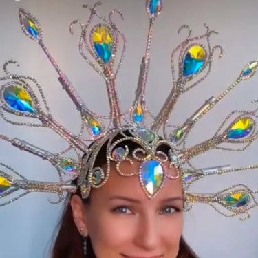 Luxury Peacock Rhinestone Statement Crown – Oversized Crystal Headpiece & Show-Stopping Hair Jewelry for Fashion Shows, Galas & Festivals