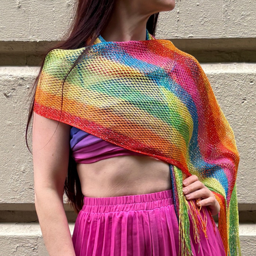 Shimmer Mesh Rainbow Stripe Scarf | Unisex Summer Shawl LGBTQ Pride