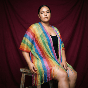 Shimmer Mesh Rainbow Stripe Scarf | Unisex Summer Shawl LGBTQ Pride