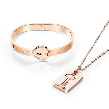 Custom Engraved Lock Bracelet & Key