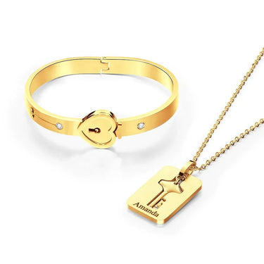 Custom Engraved Lock Bracelet & Key