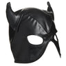 Black faux leather bat cat hood mask with pointed ears and open face cutout