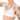 Men's white satin sissy bra with white lace trim worn on model front view.