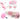 Pink and white fox tail plug kit with cat ear headband fluffy collar and nipple clamps flat lay.