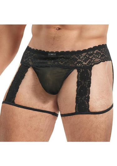 Men's Lace and Mesh Garter Panty &mdash; Sissy Lingerie (view 4)