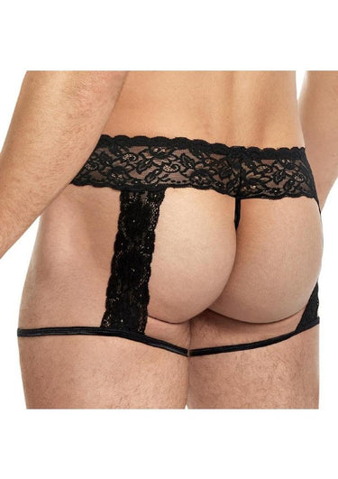 Men's Lace and Mesh Garter Panty &mdash; Sissy Lingerie (view 2)