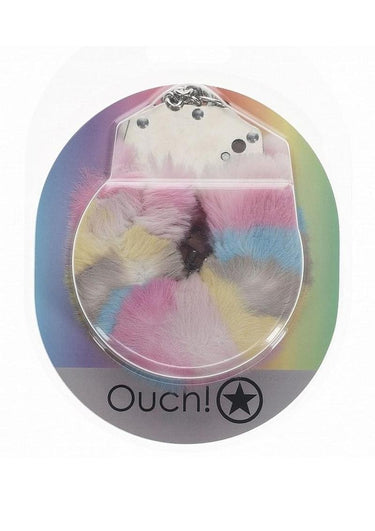 Heavy-Duty Fluffy Rainbow Handcuffs - Multicolor