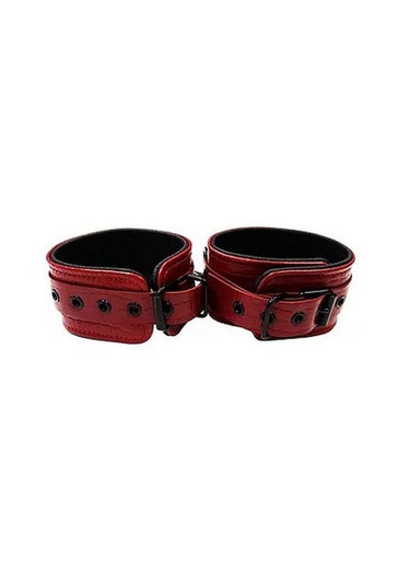 Rouge Anaconda Adjustable Leather Wrist Cuffs | Black Burgundy Red