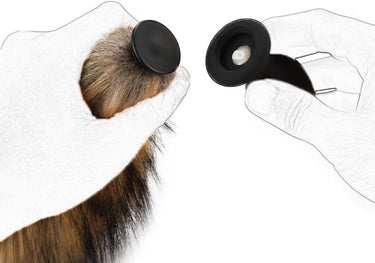 Black silicone butt plug with detached fox tail base shown on white background.